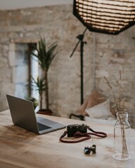 Aesthetic photographer workstation, interior design