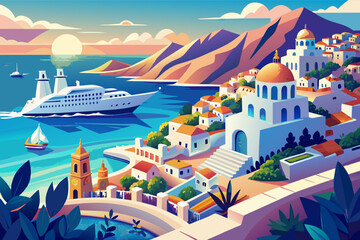 A luxurious cruise through the Greek Islands, with stops at picturesque ports, crystal-clear waters for swimming, and romantic sunsets over the Aegean Sea