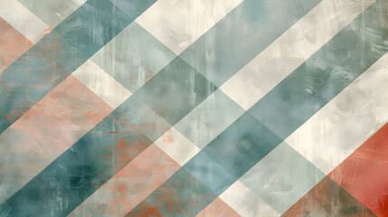 Abstract wallpaper blending geometric designs and soft lines in a serene teal and peach palette, captured in high-definition to enhance realism