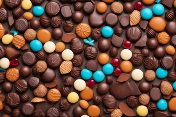 'assortment fine chocolate candies top view closeup wallpaper truffle table square many milk dessert white sweet day red ball brown holiday luxury children sugared-almond epicure christmas card'