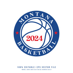 Montana basketball text logo vector. Editable circle college t-shirt design printable text effect vector	