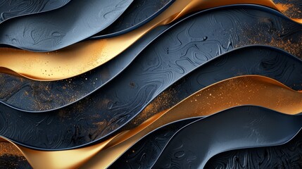 Obraz premium An attention-grabbing template combines abstract luxury with rich gold, black, and blue tones, creating a captivating visual experience