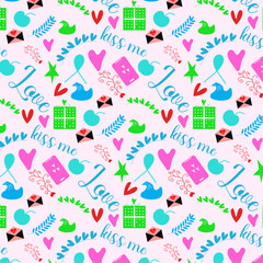 love pattern and gift with tex and phone with letter