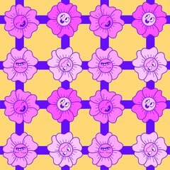 Cartoon flower seamless pattern for wrapping paper and fabrics and linens and kids clothes print