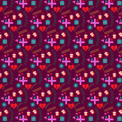 Pattern of nice cups with hearts
