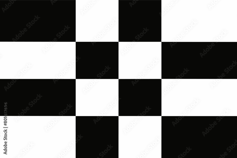 Poster A geometric arrangement of black and white squares, creating a minimalist pattern of contrast and balance