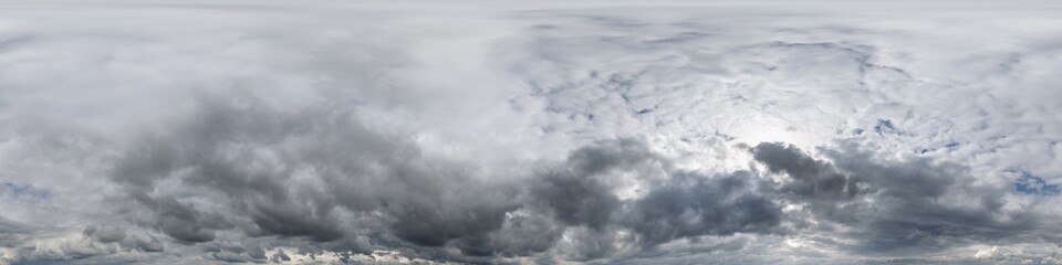 gray sky hdri 360 panorama with dark clouds before storm in seamless projection with zenith for use...