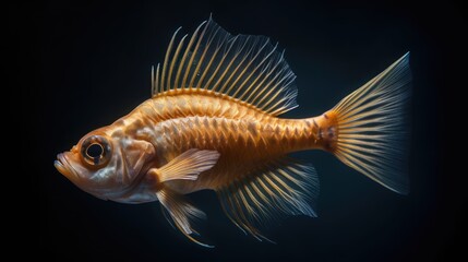 
Close-up photo of a fish in water at depth. Realistic illustration of a fish underwater, in the...