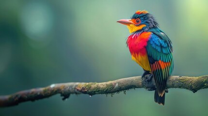 A captivating image of a colorful bird perched on a branch, its vibrant plumage a testament to the richness of life in the rainforest on World Rainforest Day.