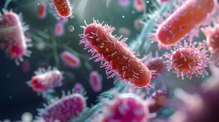 close up of 3d microscopic bacteria