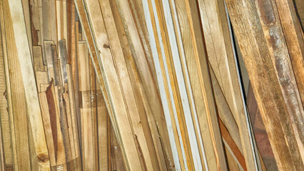 pile of stored wooden slats