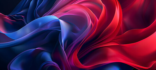 Obraz premium An HD image of a modern abstract wallpaper with soft, swirling lines and geometric accents in vivid red and cobalt blue