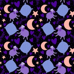 Cartoon animals seamless sheep pattern for wrapping paper and fabrics