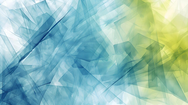 Artistic abstract wallpaper featuring soft lines and geometric shapes in a refreshing palette of sky blue and soft lime, captured with HD camera precision