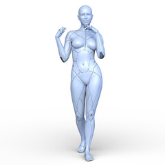 女性サイボーグ　3DCGレンダリング
