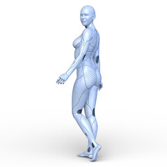 女性サイボーグ　3DCGレンダリング