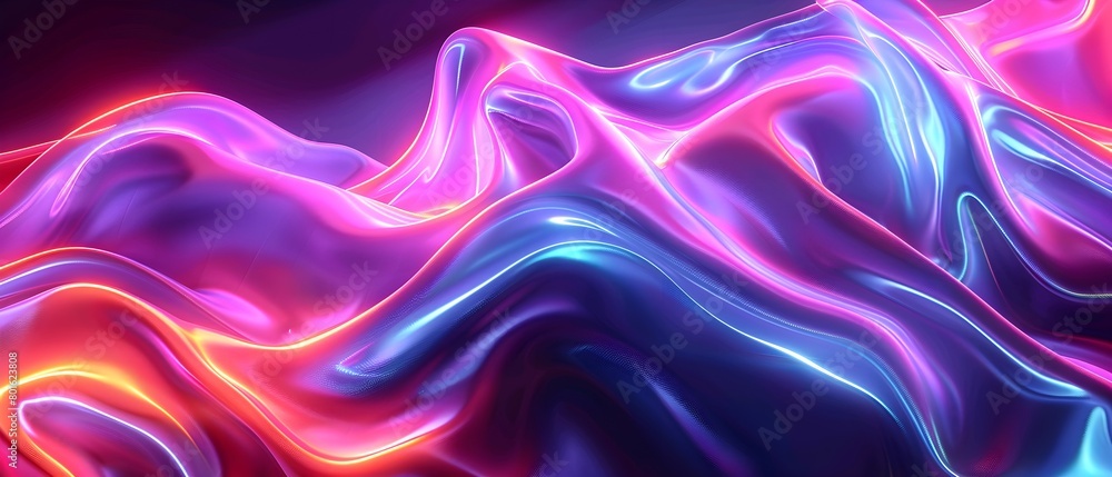 Poster abstract neon color texture background with smooth wavy lines, elegant and modern design for a prese