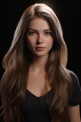 woman's silky and healthy hair portrait Generative AI