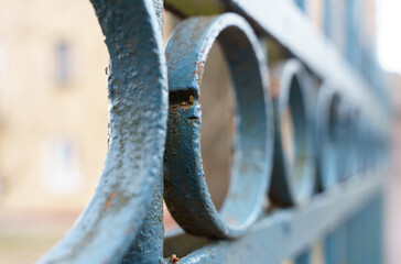 Metal Fence Close Up With Building Background