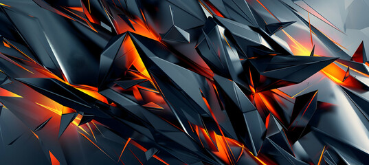 High-contrast abstract wallpaper featuring precise, sharp angles and smooth lines in charcoal grey with bursts of neon orange, resembling an image taken with an HD camera