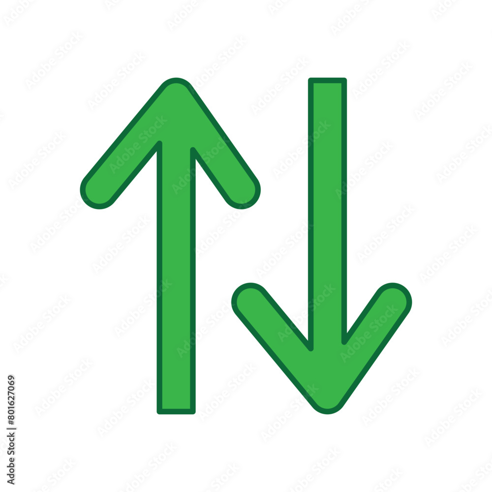 Aufkleber web green arrow up and down sign. flat style design. up and down arrows icon vector, filled flat sig