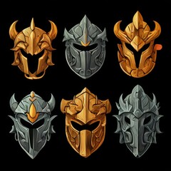 cartoon ancient helms icon isolated AI generated