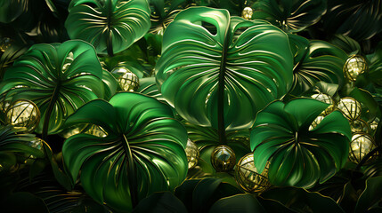 Fototapeta premium Tropisches Blatt in a magical forest with transparent textures