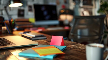 Happy Labour day on sticky note on work table