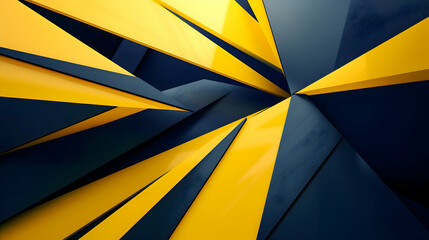 High-definition abstract design that combines sleek lines with angular geometric shapes, using a vibrant palette of lemon yellow against deep indigo, captured as if through an HD camera lens