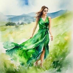portrait of woman in green dress