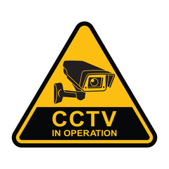Security camera icon, video surveillance, cctv sign. Yellow triangle indicating camera operation. Surveillance camera,monitoring, safety home protection system. Fixed CCTV, Security Camera Icon Vector