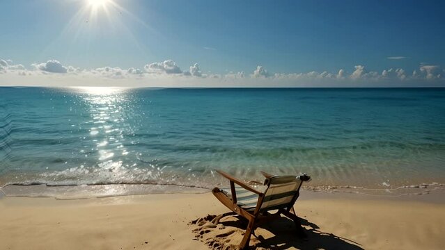 A beautiful tropical beach in summer in the morning Seamless looping 4k time-lapse animation video background