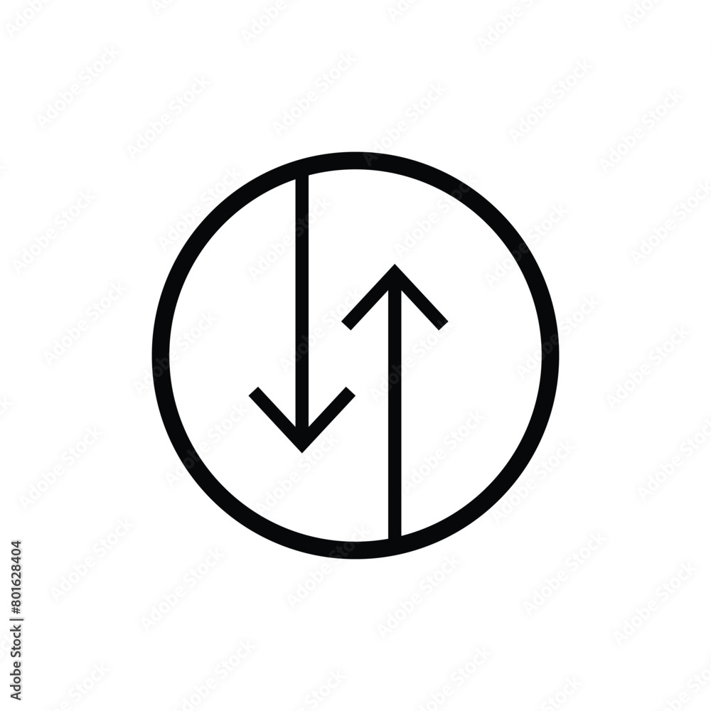 Poster swipe up-down arrow icon vector isolated on circle line background. filled flat sign, solid pictogra