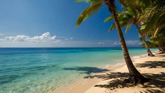 A beautiful tropical beach in summer in the morning Seamless looping 4k time-lapse animation video background