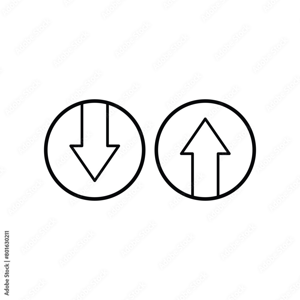 Poster swipe up-down arrow icon vector isolated on circle line background. filled flat sign, solid pictogra