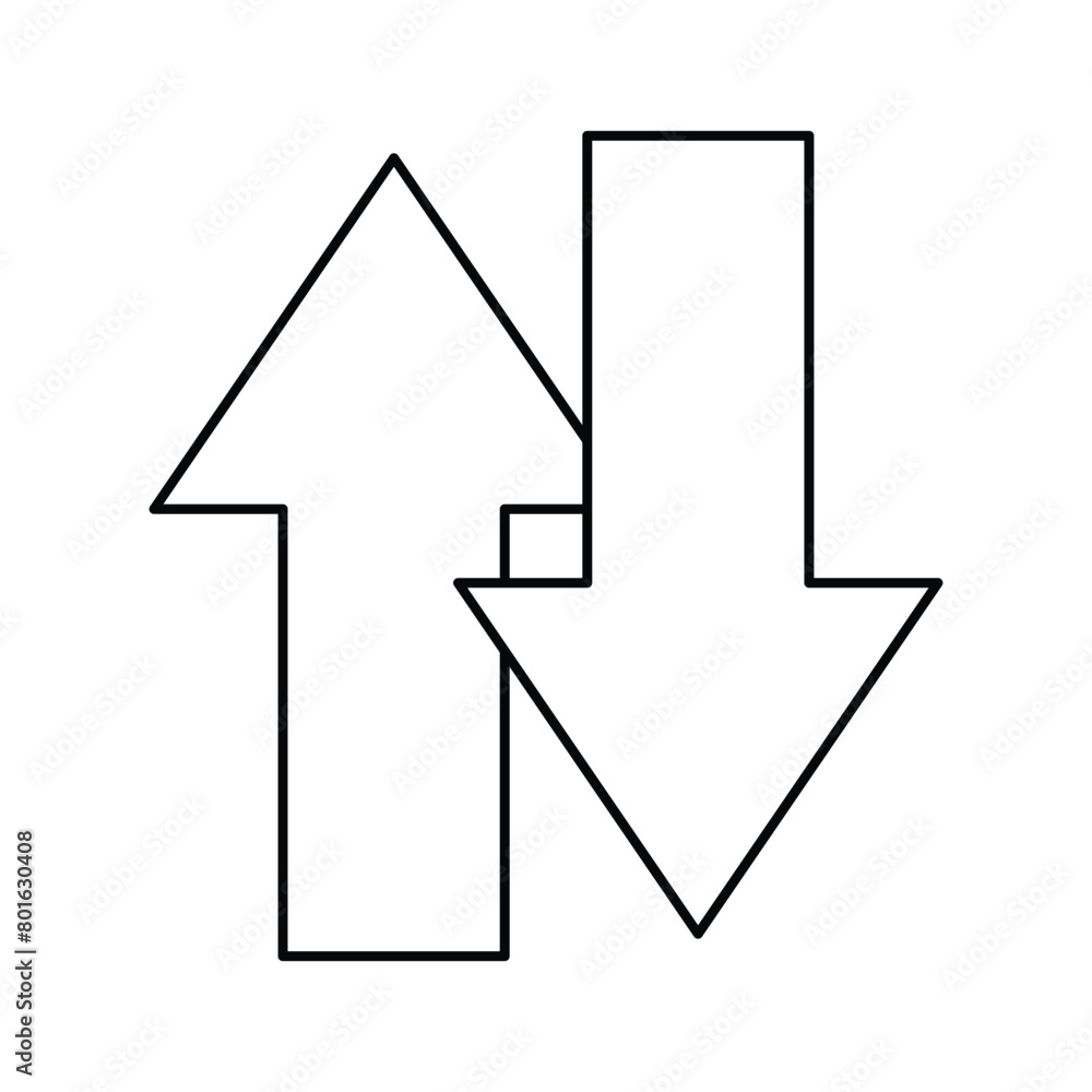 Poster up and down arrow icon. two arrows with different direction can be used for input output process, fo