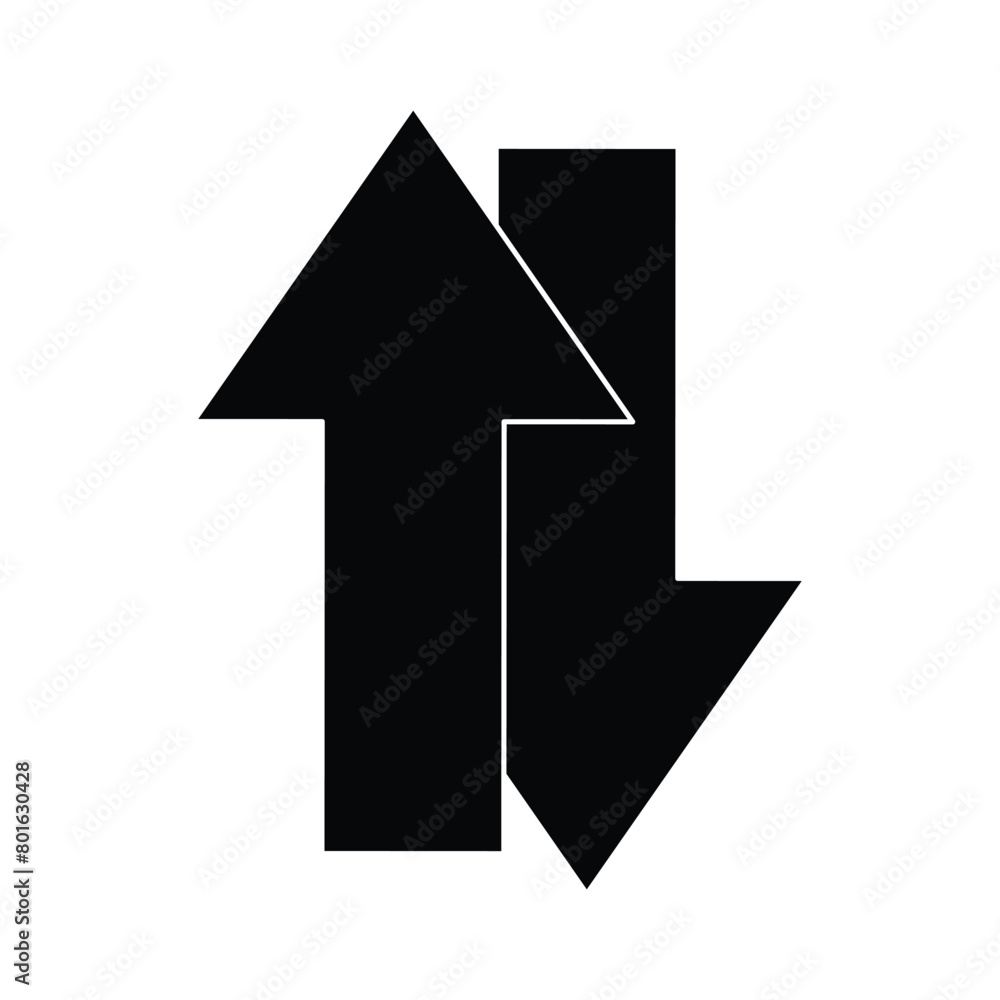 Poster up and down arrow icon. two arrows with different direction can be used for input output process, fo