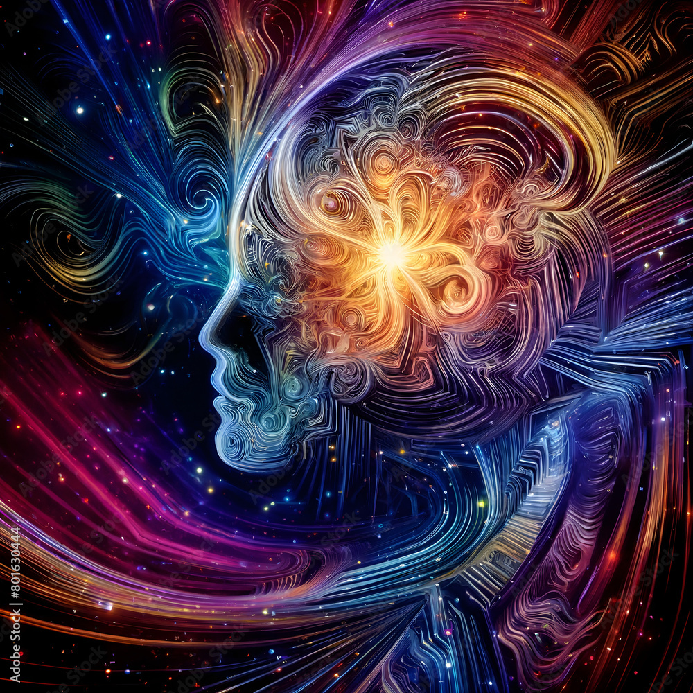 Canvas Prints cosmic minds merge in psychedelic harmony: an abstract artistic exploration