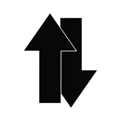 Up and down arrow icon. Two arrows with different direction can be used for input output process, forward sign, vertical swap. Vector illustration. Eps file 89.