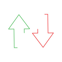 Green Up and Red down arrow icon. Two arrows with different direction can be used for input output process, forward sign, vertical swap. Vector illustration. Eps file 91.