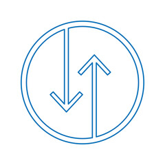 Blue Up and down arrows line icon. linear style sign for mobile concept and web design. Arrows Exchange Vertical outline vector icon. Vector illustration. Eps file 100.