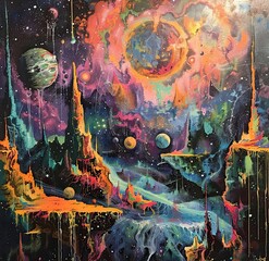 Obraz premium Psychedelic Cosmos Journey Through the Multiverse