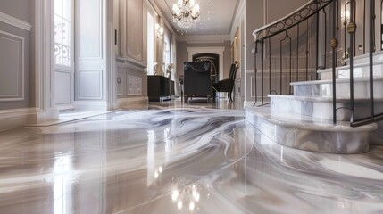 Modern floor coverings interior marble and epoxy