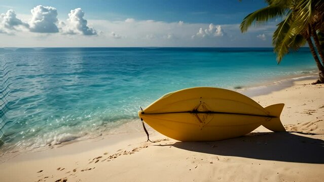 A beautiful tropical beach in summer in the morning Seamless looping 4k time-lapse animation video background
