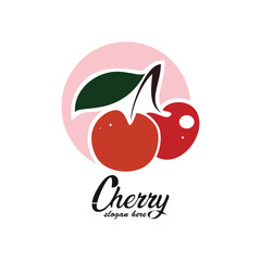 Cherry logo design simple concept Premium Vector