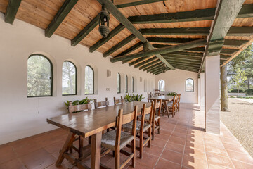 covered dining rooms in the patio of an Andalusian farmhouse style home