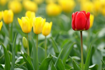 Obraz premium Vibrant tulips in a field