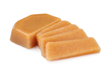 Delicious sweet quince paste and isolated on white