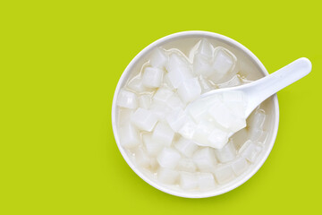 Mini cube coconut gel in syrup,  Thai dessert