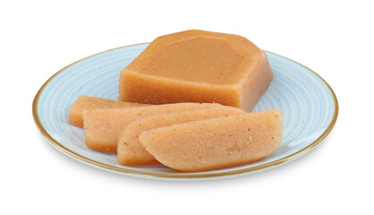 Delicious sweet quince paste and isolated on white